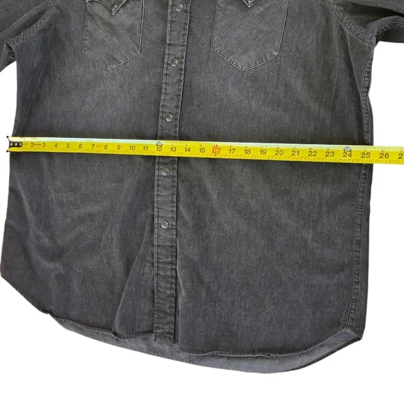 Polo Ralph Lauren Men's XXL Western Shirt Washed Black 100% Cotton Snap Front - Picture 11 of 16